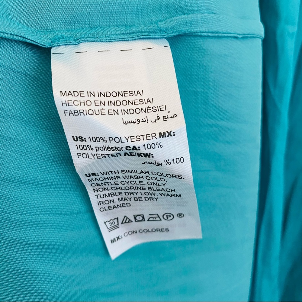 Chico’s NWT Dark Aqua Solid Satin Stretch Waist Flowy Maxi Skirt Size 6 - Picture 6 of 7